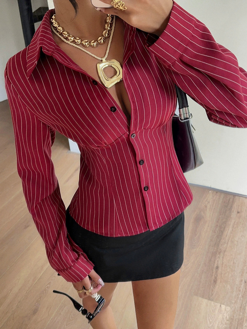 Zara Retro High Waist Striped Shirt With Cinched Waist Summer